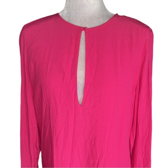 Equipment Bonnie Fuchsia Carmine Pink Cutout Long Sleeve Tunic Mini Dress - M - Picture 7 of 16